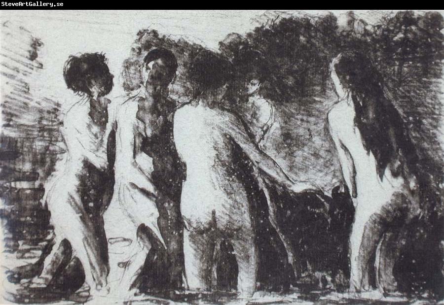 Camille Pissarro Line of bathers